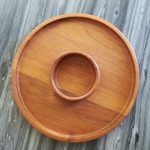 Dansk Teak chips and dip/nuts tray